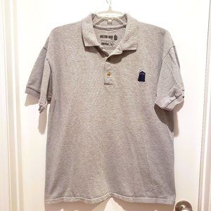 Doctor Who Polo Shirt Gray Heathered Short Sleeve Embroidered Logo Mens Medium